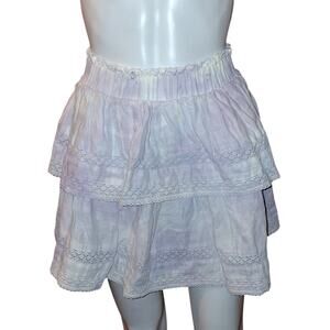 Chelsea & Violet Tiered Skirt Size XS White Violet Splash Linen Cotton Blend